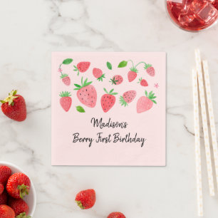 Strawberry Berry Sweet Birthday Napkin