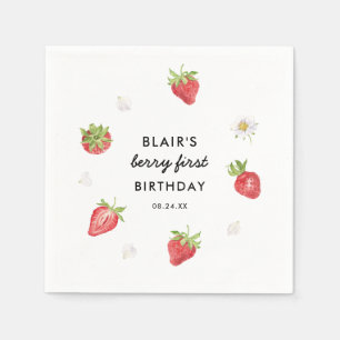 Strawberry Berry Sweet Birthday Party Napkin