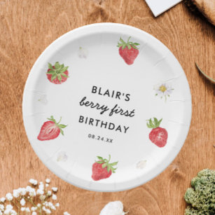 Strawberry Berry Sweet Birthday Party Paper Plate