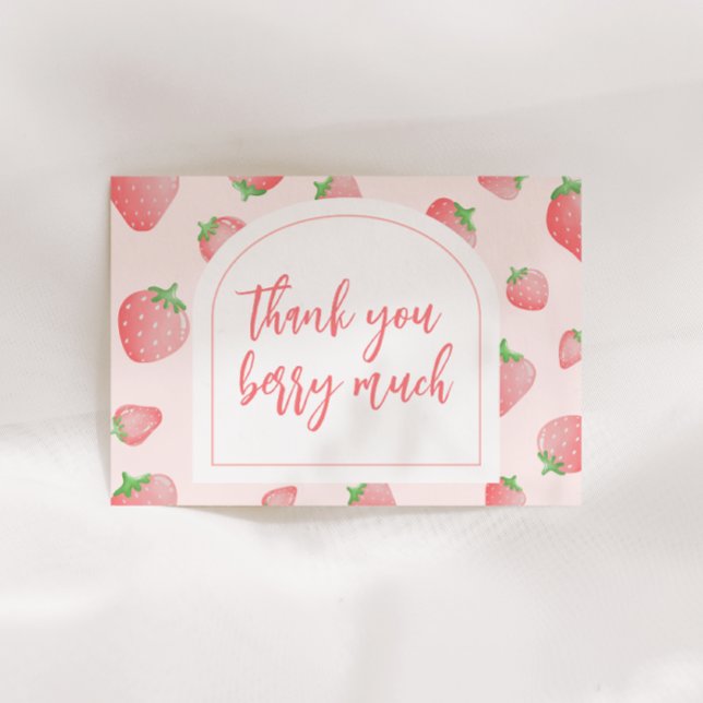 Strawberry Berry Sweet Boho Thank You Card (Creator Uploaded)