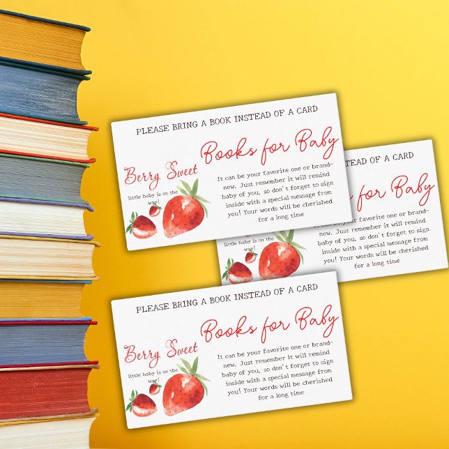 Strawberry Berry Sweet Books for Baby Shower Game Enclosure Card (Creator Uploaded)