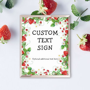 Strawberry Berry Sweet Custom Text Party Sign