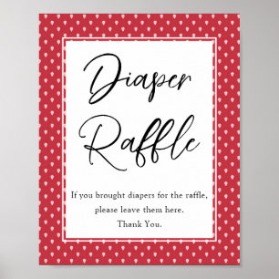 Strawberry Berry Sweet Diaper Raffle Baby Shower Poster