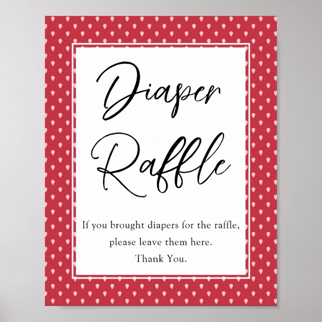 Strawberry Berry Sweet Diaper Raffle Baby Shower   Poster (Front)