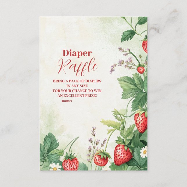 Strawberry Berry Sweet Diapper Raffle Enclosure Card (Front)