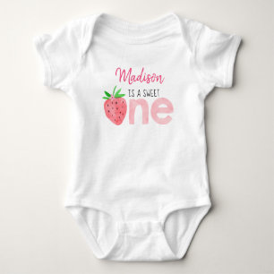 Strawberry Berry Sweet First Birthday Baby Bodysuit