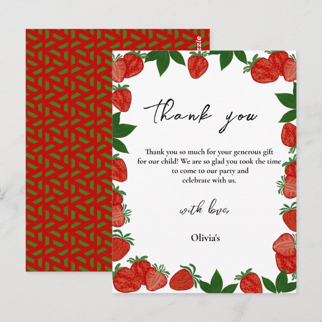 Strawberry Berry Sweet Fruit thank you Postcard (Front/Back)