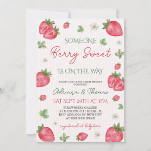 Strawberry Berry Sweet Girl Baby Shower Invitation