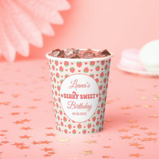 Strawberry Berry Sweet Girl Birthday Party  Paper Cups