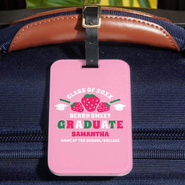 Strawberry Berry Sweet Graduation Luggage Tag (Front Insitu 2)