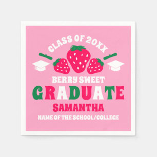 Strawberry Berry Sweet Graduation Party Napkin