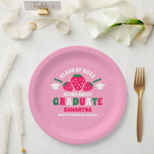 Strawberry Berry Sweet Graduation Party Paper Plate