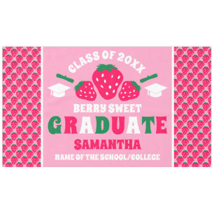 Strawberry Berry Sweet Graduation  Tablecloth