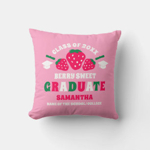 Strawberry Berry Sweet Graduation Throw Pillow