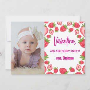 Strawberry Berry Sweet Kids Valentines Day Photo Invitation