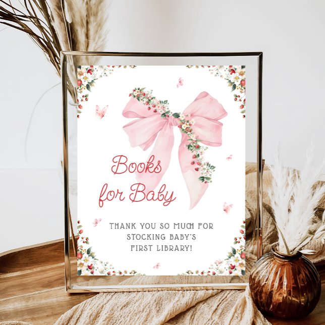 Strawberry Berry Sweet Pink Bow Books for Baby Poster (Creator Uploaded)