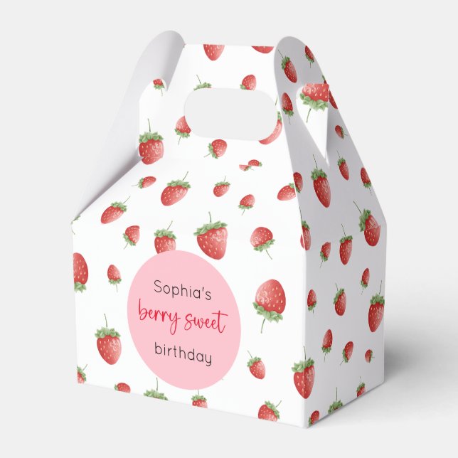 Strawberry Birthday Berry Sweet Favor Box (Front Side)