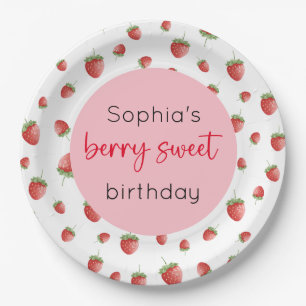 Strawberry Birthday Berry Sweet Paper Plate
