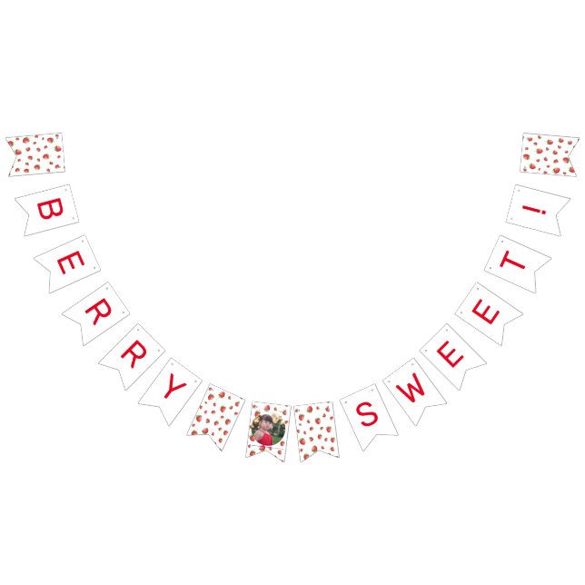 Strawberry Birthday Berry Sweet Photo Bunting Flags (All)