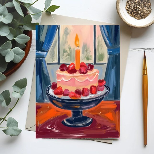 Strawberry Birthday Cake Holiday Postcard (Creator Uploaded)