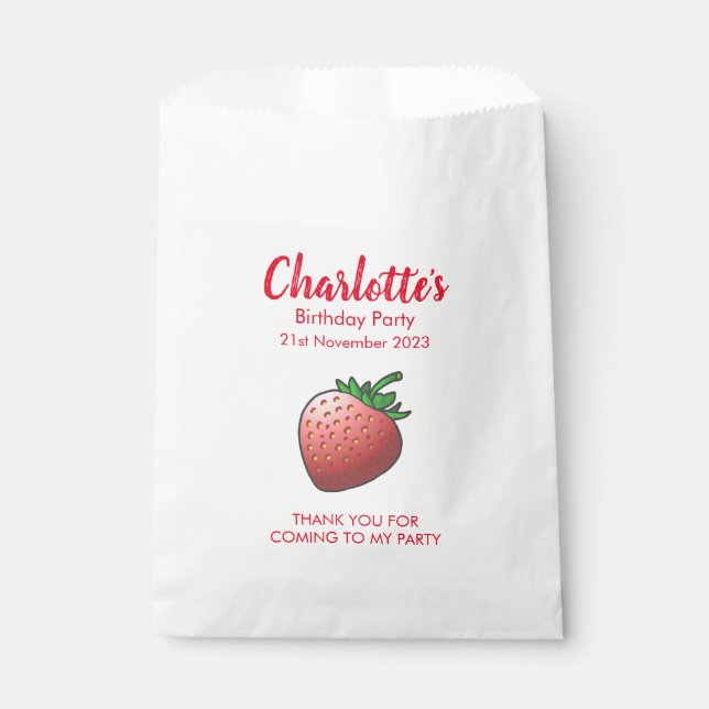 Strawberry Birthday Favour Bag (Front)