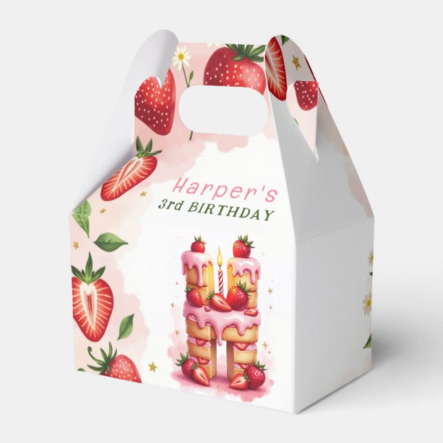 Strawberry Birthday Favour Box Letter H Cake (Front Side)