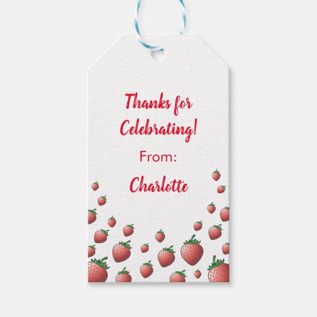 Strawberry Birthday Gift Tags (Front)
