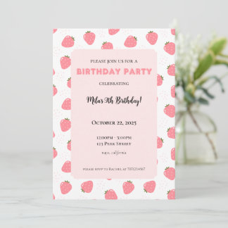 Strawberry Birthday Invitation