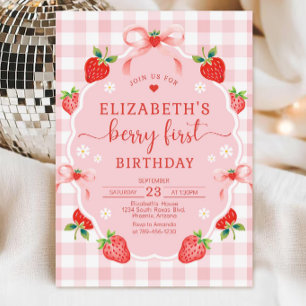 Strawberry Birthday Invitation, Berry First Birthd Invitation