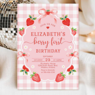 Strawberry Birthday Invitation, Berry First Birthd Invitation