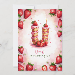 Strawberry Birthday Invitation Letter U Cake Theme