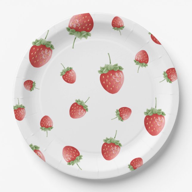 Strawberry Birthday Paper Plate (Front)