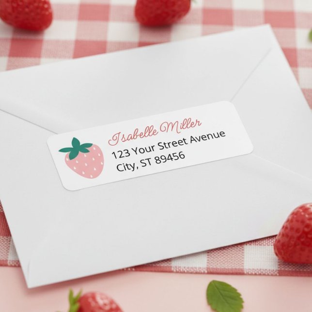 Strawberry Birthday Party Berry First  (Strawberry Return Address Label)