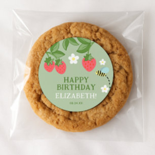 Strawberry Birthday Party Favour Thank you Classic Round Sticker