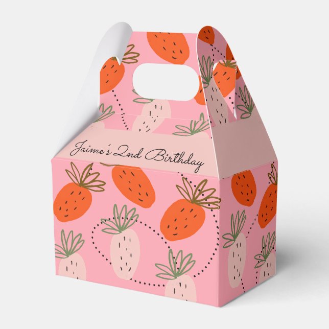 Strawberry Birthday Party Fruit Doodle Pink Favor Box (Front Side)