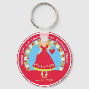 Strawberry Birthday Party Girl Keychain