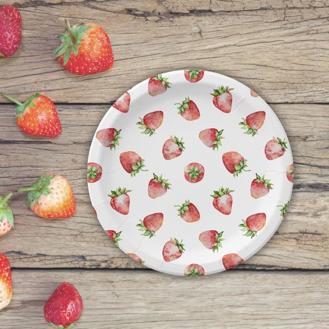 Strawberry Birthday party Paper Plate (Creator Uploaded)