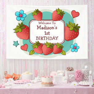 Strawberry Birthday Party Personalized Banner