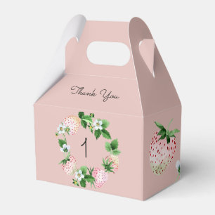 Strawberry Birthday Party Pink White Fruit Favor Box