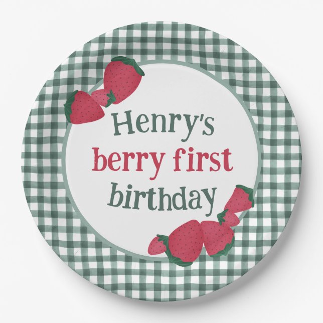 Strawberry Birthday Party Plates (Front)