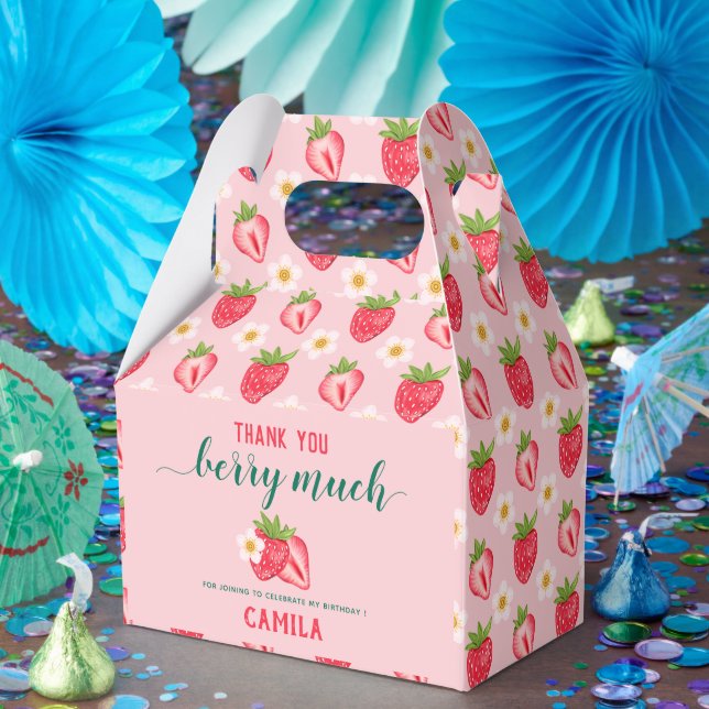Strawberry Birthday Party Thank You Berry Much Favor Box (Party)