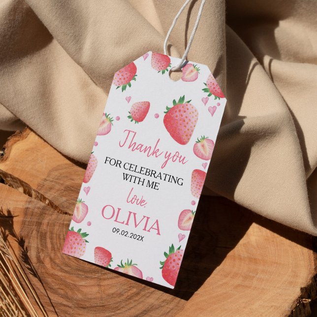 Strawberry Birthday Party Thank You Tag (Creator Uploaded)