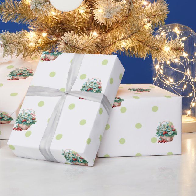 Strawberry Birthday Party Theme Wrapping Paper (Holidays)