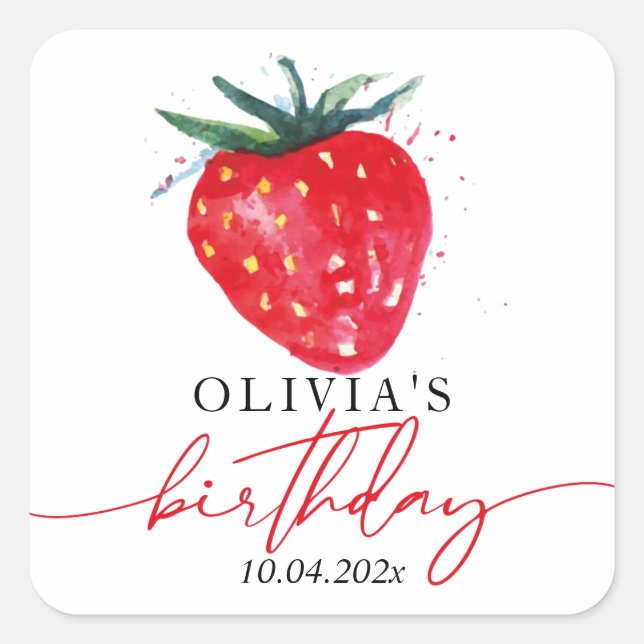 Strawberry Birthday personalised Favour Gift Tag  (Front)