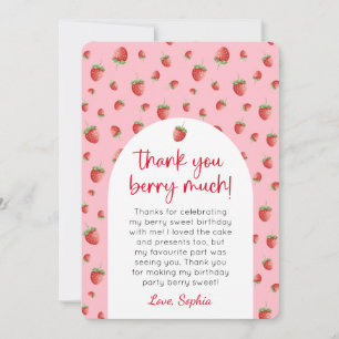 Strawberry Birthday Photo Thank You Card
