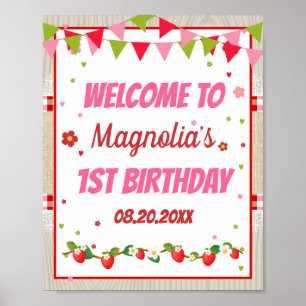 Strawberry Birthday Red Camco Blanket Welcome Poster