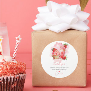 Strawberry Birthday Sweet Celebration Personalized Classic Round Sticker