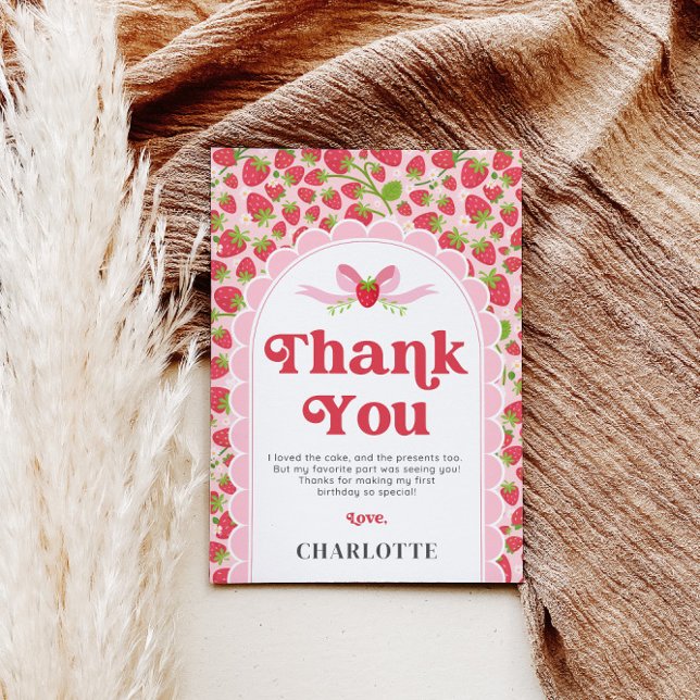 Strawberry Birthday Thank You Card - 5x7 (Strawberry Birthday Thank You Card - 5x7)