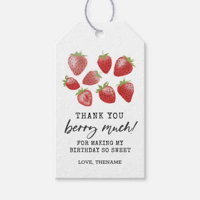 Strawberry Birthday Thank You Tag • Berry Sweet (Front)