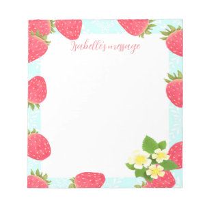 Strawberry Blank Blue Notepad